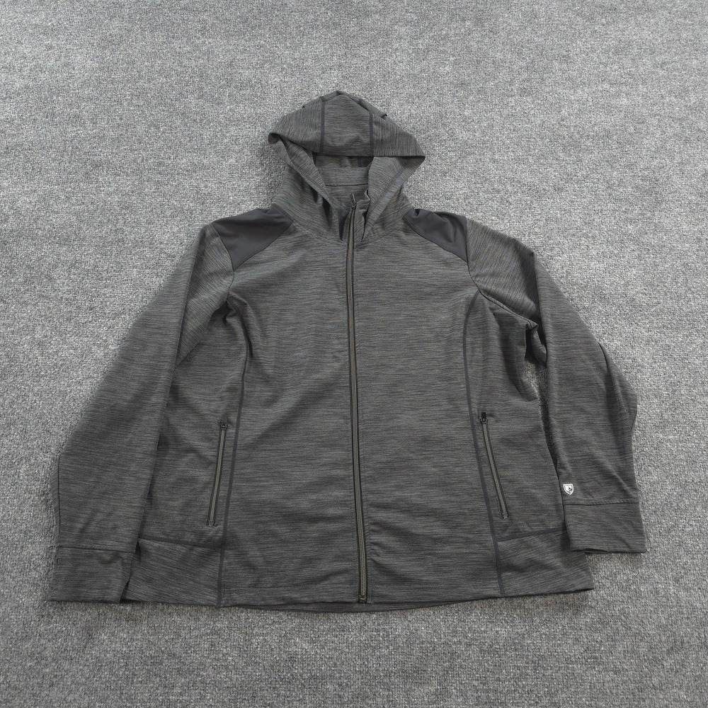 Kuhl Hoodie Womens 2XL Gray Skulpt Hooded Full Zip Stretch Hiking Outdoors 4259